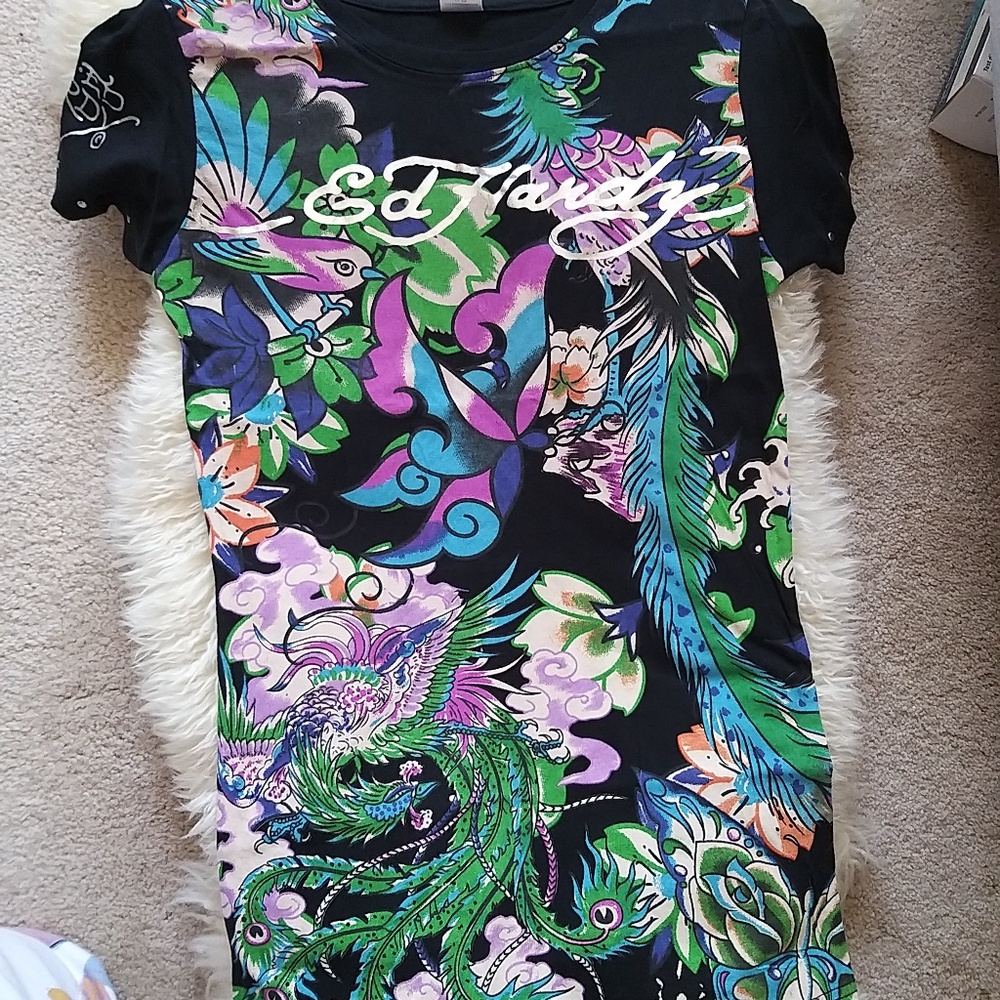 NEW Ed. Hardy Koi Fish Kids T Shirt - Size XL BLK, SILVER, MULTI